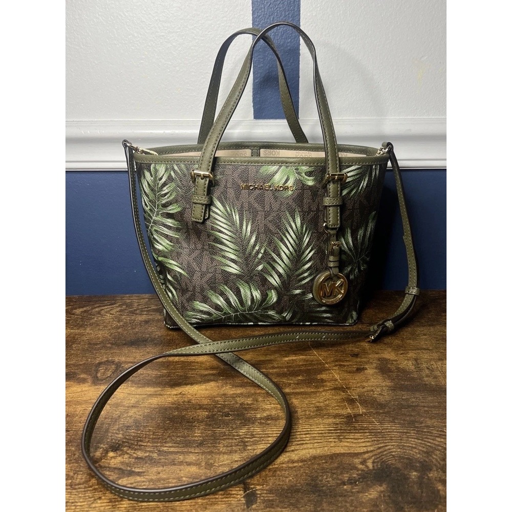 Michael Kors Palm Leaf Print Medium Tote Bag Carryall Crossbody